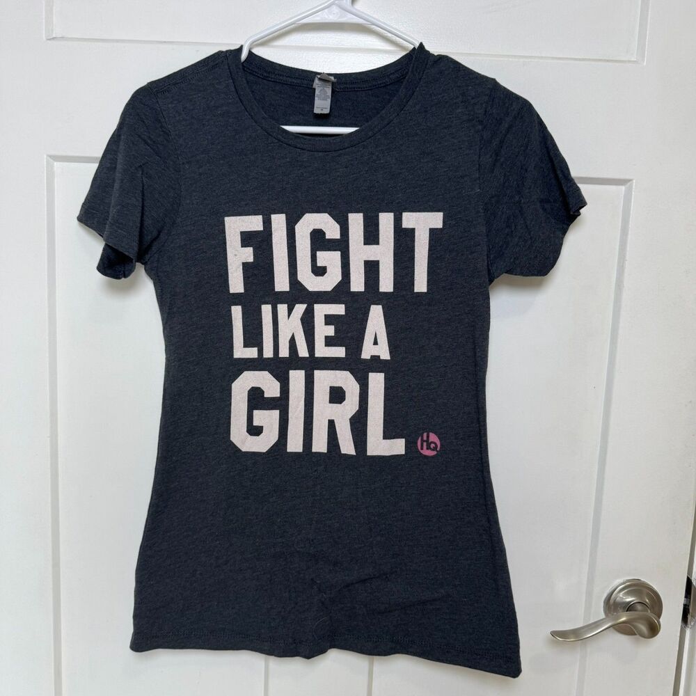 Fight Like A Girl Breast Cancer Awareness T-Shirt Boxing Gloves Graphic Womens S
